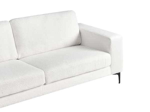 Sofa Hvid Boucle Guld Metalben 3 Personers Klassisk Stofsofa Skrånende Armlæn Tuftet Plys Designsofa til Stue Moderne Siddemøbel