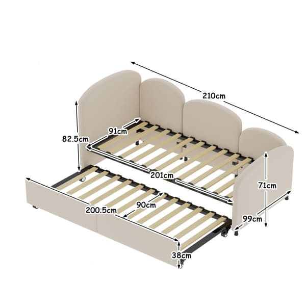 Rootz soffa säng med lådor - konvertibel säng - sovande soffa - barns rumskomfort - 210 cm x 99 cm x 82,5 cm