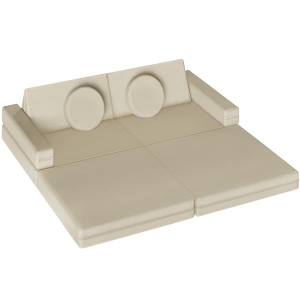 Børnesofa Lilly, 8-delt, med sovefunktion - 120 cm,beige
