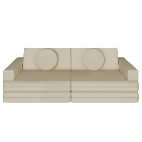 Børnesofa Lilly, 8-delt, med sovefunktion - 160 cm,beige