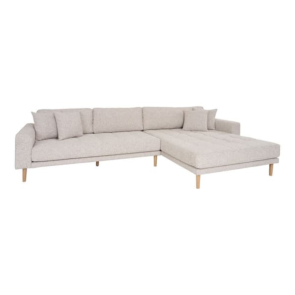 Lido sofa høyrevendt med fire puter beige.