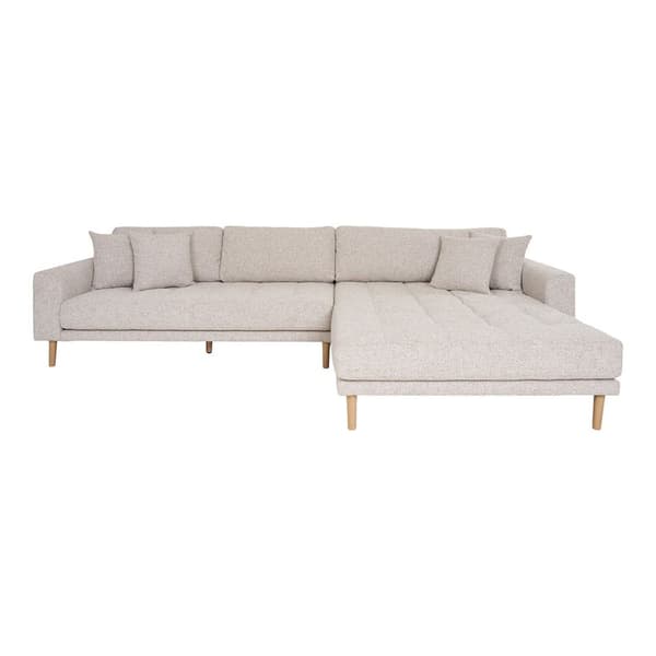 Lido sofa høyrevendt med fire puter beige.