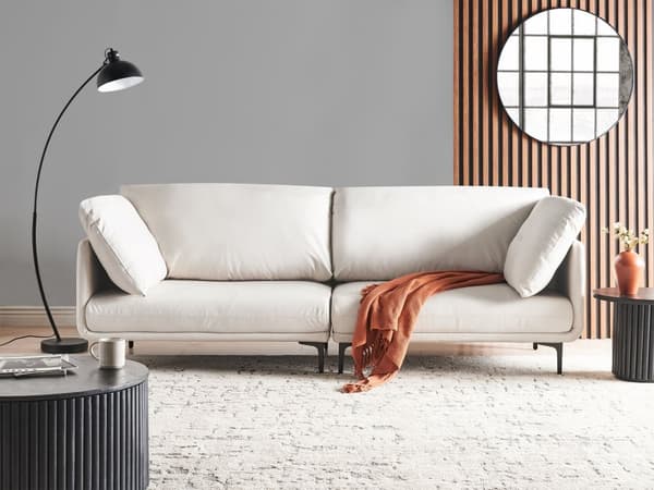 3-seters sofa Off-white Vegansk skinn Polyester Industriell og moderne stil Stue