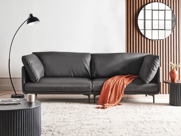 3-seters sofa Svart Vegansk skinn Polyester Industriell og moderne stil Stue