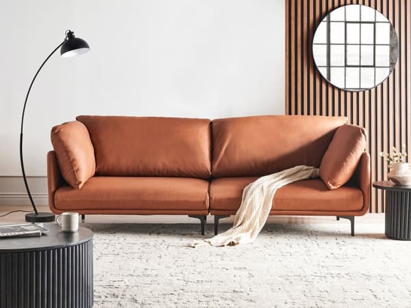 3-seters sofa Gyllenbrun Vegansk skinn Polyester Industriell og moderne stil Stue