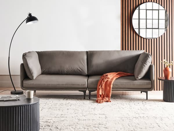 3-seters sofa Brun Vegansk skinn Polyester Industriell og moderne stil Stue