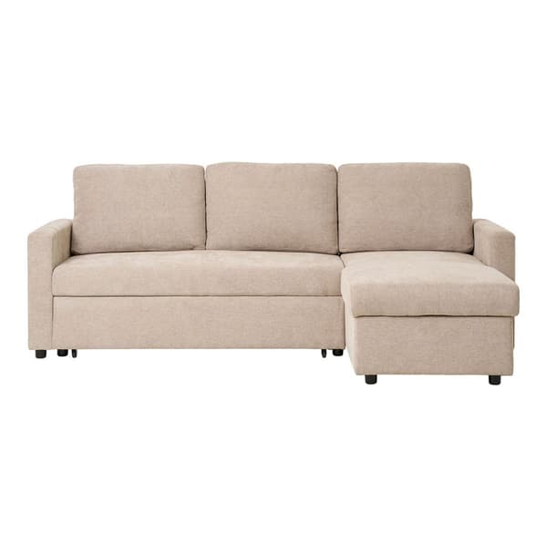 Belfast sovesofa chaiselong med oppbevaring sandfarget mørk.