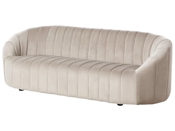 3-seters Sofa Beige Fløyel Moderne Retro Design Tuftede Seter Lav Rygg