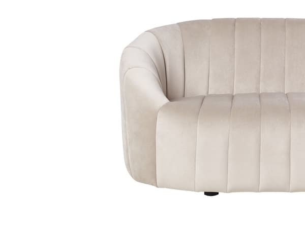 3-seters Sofa Beige Fløyel Moderne Retro Design Tuftede Seter Lav Rygg