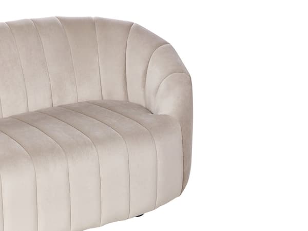 3-seters Sofa Beige Fløyel Moderne Retro Design Tuftede Seter Lav Rygg