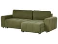 Miniatyrbillede 4 af 11: Sovesofa med Chaiselong Grøn 3 Personers Sofa L Formet Dyb Sofaseng Siddemøbel Blød Stofsofa Design Hjørnesovesofa med Opbevaring