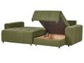 Miniatyrbillede 5 af 11: Sovesofa med Chaiselong Grøn 3 Personers Sofa L Formet Dyb Sofaseng Siddemøbel Blød Stofsofa Design Hjørnesovesofa med Opbevaring