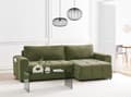 Miniatyrbillede 2 af 11: Sovesofa med Chaiselong Grøn 3 Personers Sofa L Formet Dyb Sofaseng Siddemøbel Blød Stofsofa Design Hjørnesovesofa med Opbevaring