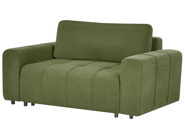 Sovesofa Grøn Polyester 2 Personers Moderne Blød Sofa Sofaseng To Personers Designsofa Praktisk Splitback Stofsofa med Opbevaring