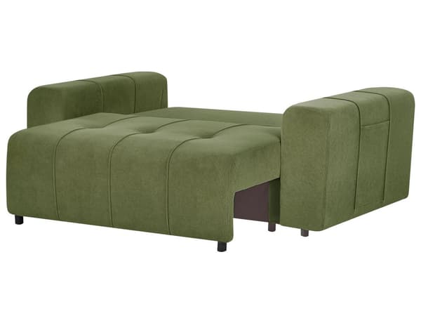 Sovesofa Grøn Polyester 2 Personers Moderne Blød Sofa Sofaseng To Personers Designsofa Praktisk Splitback Stofsofa med Opbevaring