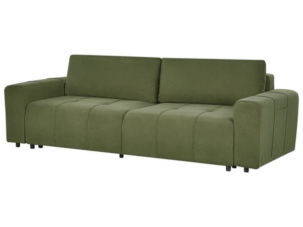 Sovesofa Grøn Polyester 3 Personers Moderne Blød Sofa Sofaseng Tre Personers Designsofa Praktisk Splitback Stofsofa med Opbevaring