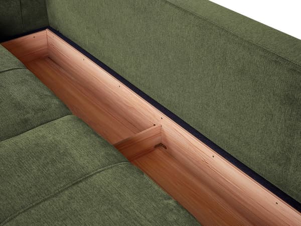 Sovesofa Grøn Polyester 3 Personers Moderne Blød Sofa Sofaseng Tre Personers Designsofa Praktisk Splitback Stofsofa med Opbevaring
