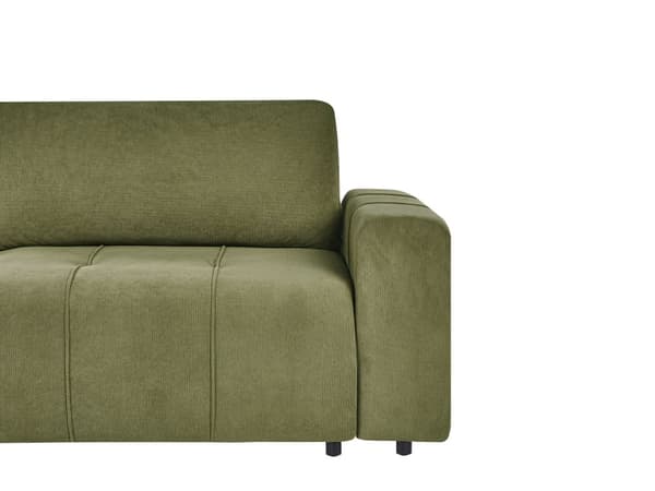 Sovesofa med Chaiselong Grøn 3 Personers Sofa L Formet Dyb Sofaseng Siddemøbel Blød Stofsofa Design Hjørnesovesofa med Opbevaring