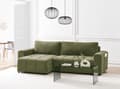 Miniatyrbillede 2 af 11: Sovesofa med Chaiselong Grøn 3 Personers Sofa L Formet Dyb Sofaseng Siddemøbel Blød Stofsofa Design Hjørnesovesofa med Opbevaring