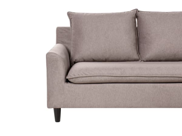 Hjørnesofa med Chaiselong Taupe Polyester 3 Personers Sofa L Formet Sofa Dyb Blød Stofsofa Design Venstrevendt