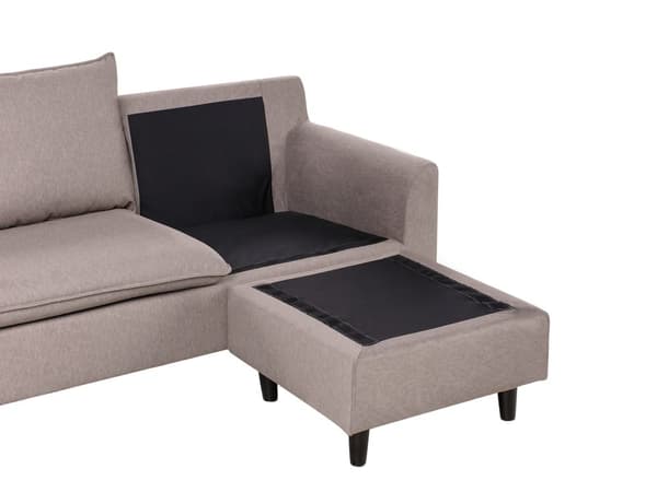 Hjørnesofa med Chaiselong Taupe Polyester 3 Personers Sofa L Formet Sofa Dyb Blød Stofsofa Design Venstrevendt