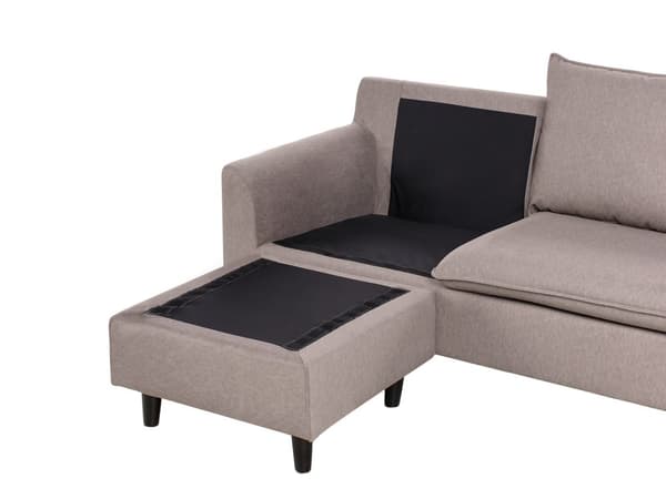 Hjørnesofa med Chaiselong Taupe Polyester 3 Personers Sofa L Formet Sofa Dyb Blød Stofsofa Design Højrevendt