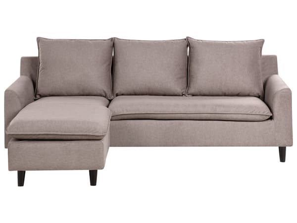 Hjørnesofa med Chaiselong Taupe Polyester 3 Personers Sofa L Formet Sofa Dyb Blød Stofsofa Design Højrevendt
