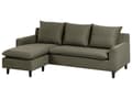 Miniatyrbillede 4 af 11: Hjørnesofa med Chaiselong Grøn Polyester 3 Personers Sofa L Formet Sofa Dyb Blød Stofsofa Design Venstrevendt