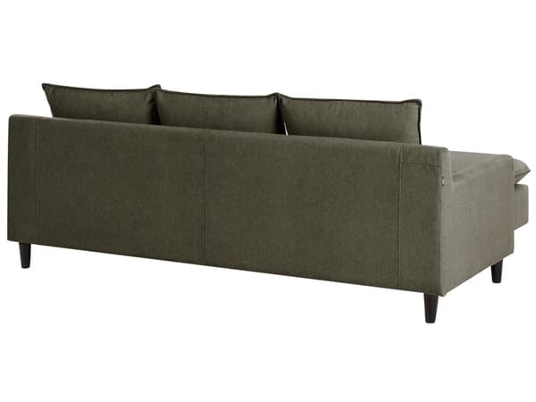 Hjørnesofa med Chaiselong Grøn Polyester 3 Personers Sofa L Formet Sofa Dyb Blød Stofsofa Design Venstrevendt