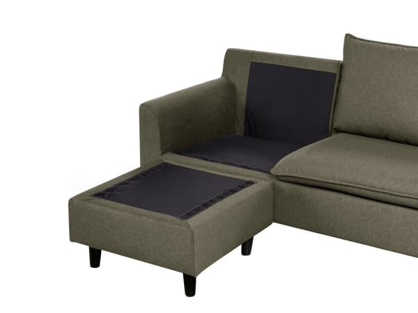 Hjørnesofa med Chaiselong Grøn Polyester 3 Personers Sofa L Formet Sofa Dyb Blød Stofsofa Design Venstrevendt