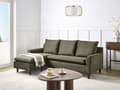 Miniatyrbillede 2 af 11: Hjørnesofa med Chaiselong Grøn Polyester 3 Personers Sofa L Formet Sofa Dyb Blød Stofsofa Design Venstrevendt