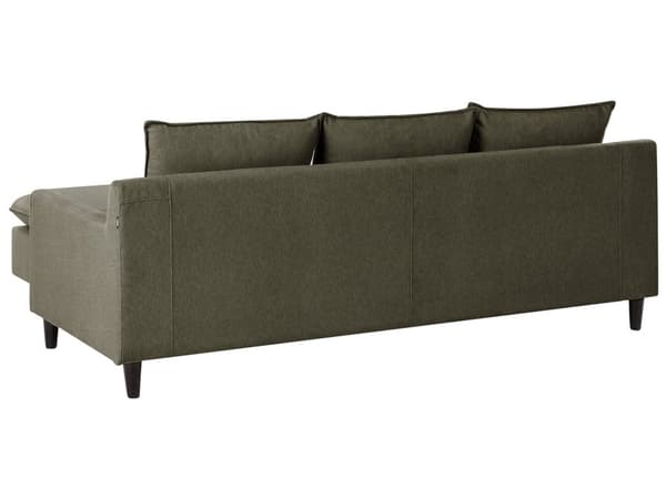 Hjørnesofa med Chaiselong Grøn Polyester 3 Personers Sofa L Formet Sofa Dyb Blød Stofsofa Design Venstrevendt