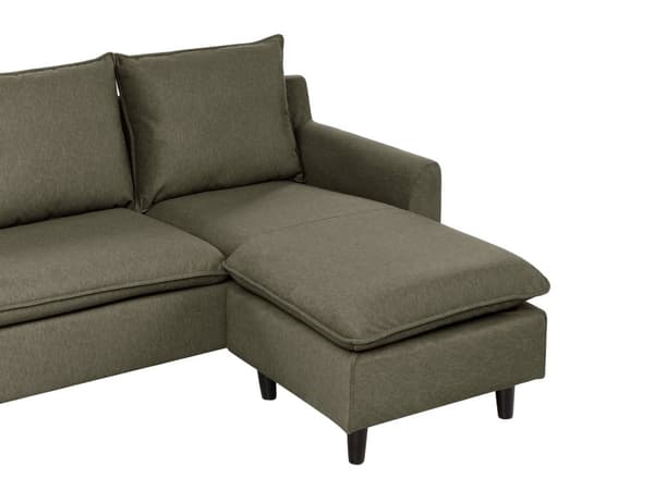 Hjørnesofa med Chaiselong Grøn Polyester 3 Personers Sofa L Formet Sofa Dyb Blød Stofsofa Design Venstrevendt