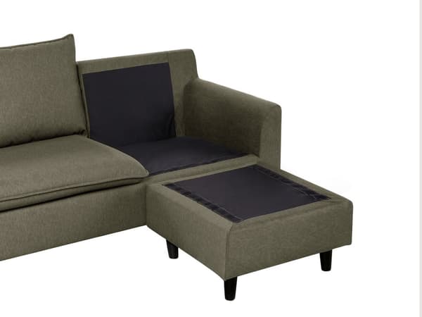 Hjørnesofa med Chaiselong Grøn Polyester 3 Personers Sofa L Formet Sofa Dyb Blød Stofsofa Design Venstrevendt