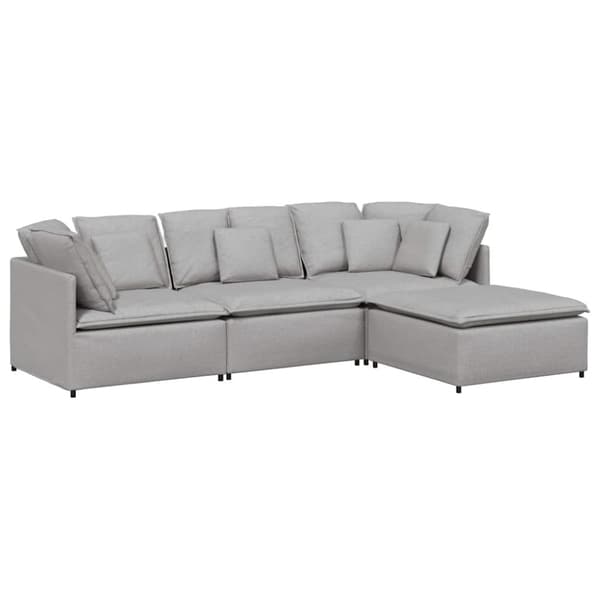Modulsoffa med fotpall och dynor i tyg Cloud Grey