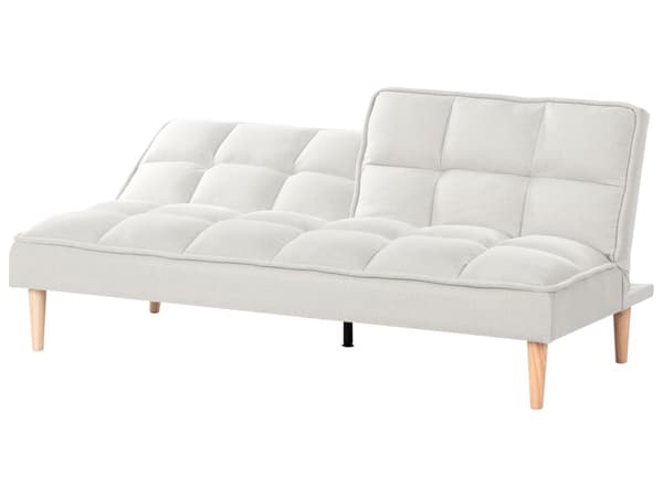 Sovesofa Off-White 3-seters Sovesofa med Quiltet Rygg Enkel Sovesofa Click-Clack