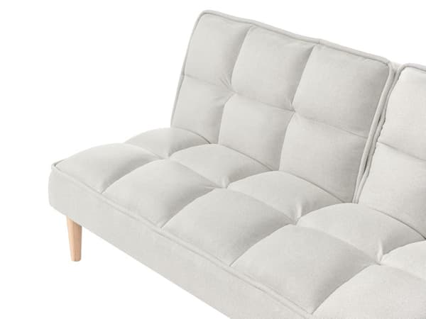 Sovesofa Off-White 3-seters Sovesofa med Quiltet Rygg Enkel Sovesofa Click-Clack