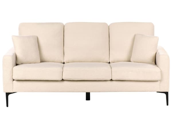 Sofa Beige Bouclé 3-seter Svarte metallben Puter Moderne design Stue
