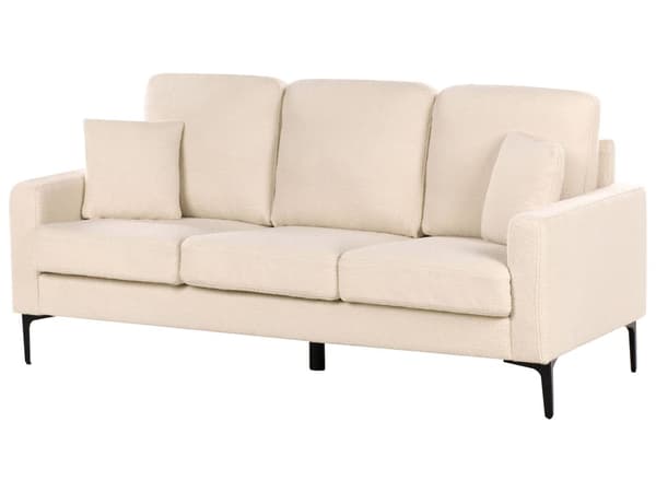 Sofa Beige Bouclé 3-seter Svarte metallben Puter Moderne design Stue