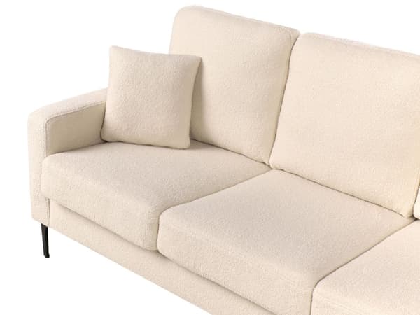 Sofa Beige Bouclé 3-seter Svarte metallben Puter Moderne design Stue