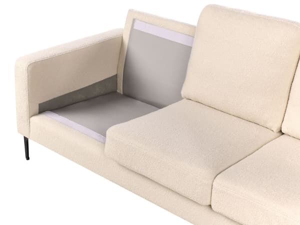 Sofa Beige Bouclé 3-seter Svarte metallben Puter Moderne design Stue