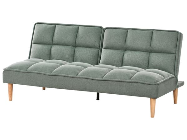 Sovesofa Lysegrønn 3-seters Sovesofa med Quiltet Rygg