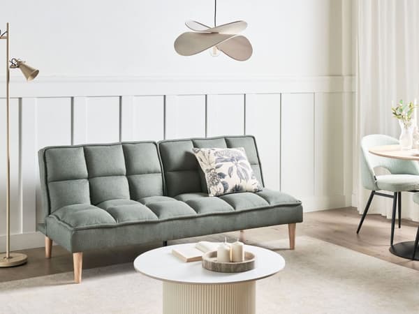 Sovesofa Lysegrønn 3-seters Sovesofa med Quiltet Rygg