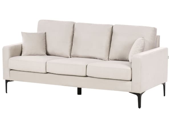 Sofa Lys beige Stoff 3-seter Svarte metallben Puter Moderne design Stue