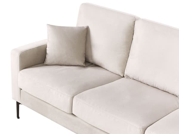 Sofa Lys beige Stoff 3-seter Svarte metallben Puter Moderne design Stue