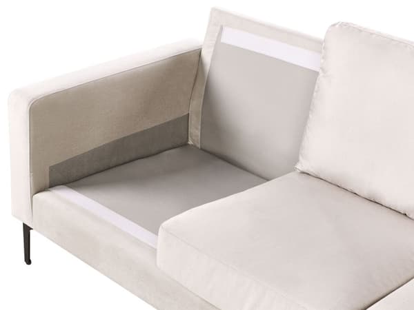 Sofa Lys beige Stoff 3-seter Svarte metallben Puter Moderne design Stue