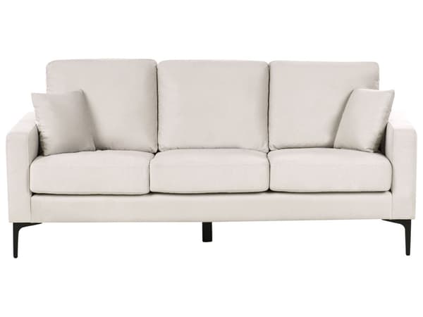 Sofa Lys beige Stoff 3-seter Svarte metallben Puter Moderne design Stue