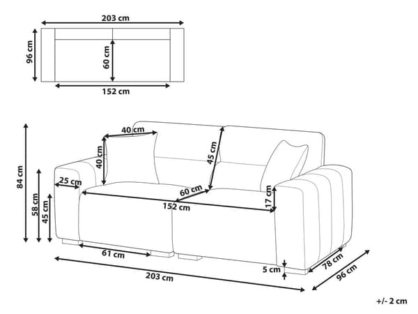 Moderne Lys Blå 3-seters Stoffsofa med Puter Vannbestandig Polstring Plushy Look
