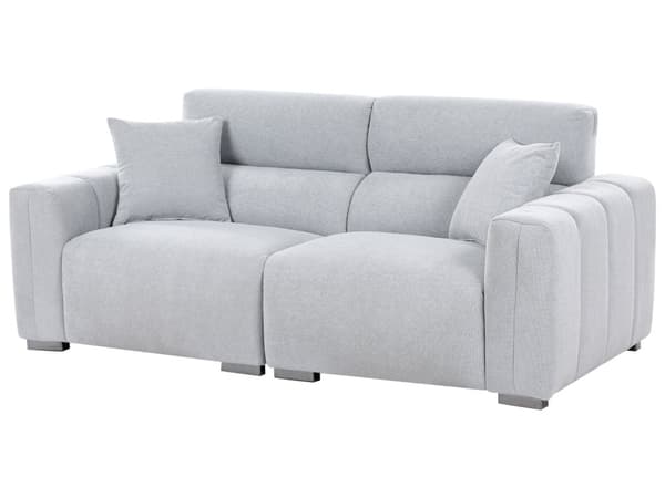 Moderne Lys Blå 3-seters Stoffsofa med Puter Vannbestandig Polstring Plushy Look