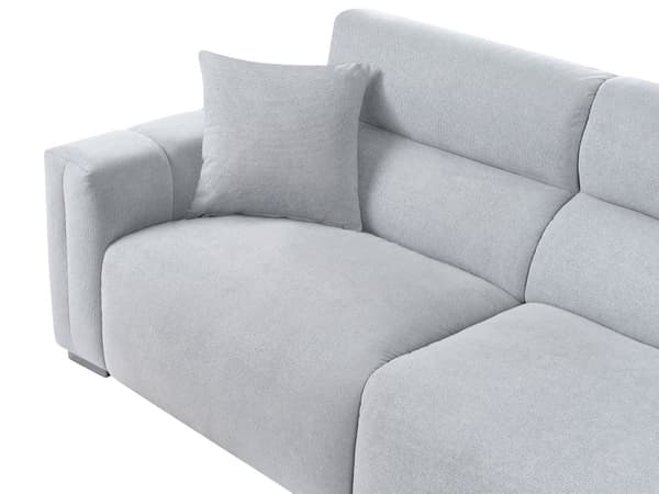 Moderne Lys Blå 3-seters Stoffsofa med Puter Vannbestandig Polstring Plushy Look